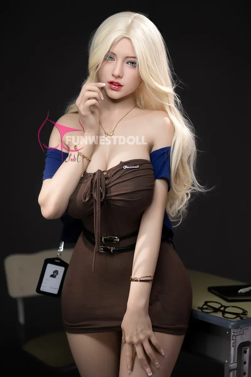 5FT2/157CM G CUP TPE WHITE GOLD HAIR SEX DOLL - CHLOE