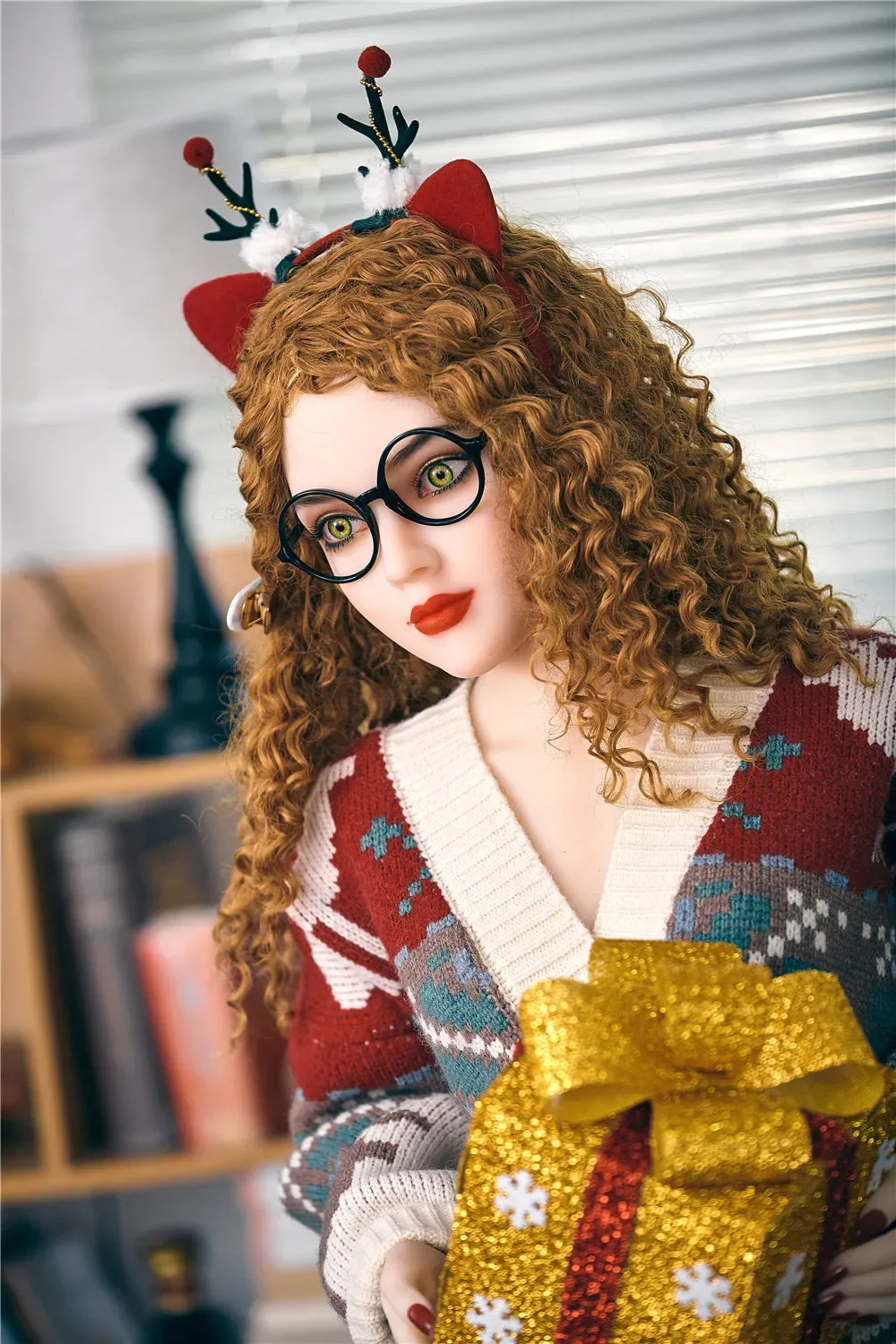 4FT9/150CM C CUP TPE BLONDE CURLY CHRISTMAS SEX DOLL - CAMILLE view 4