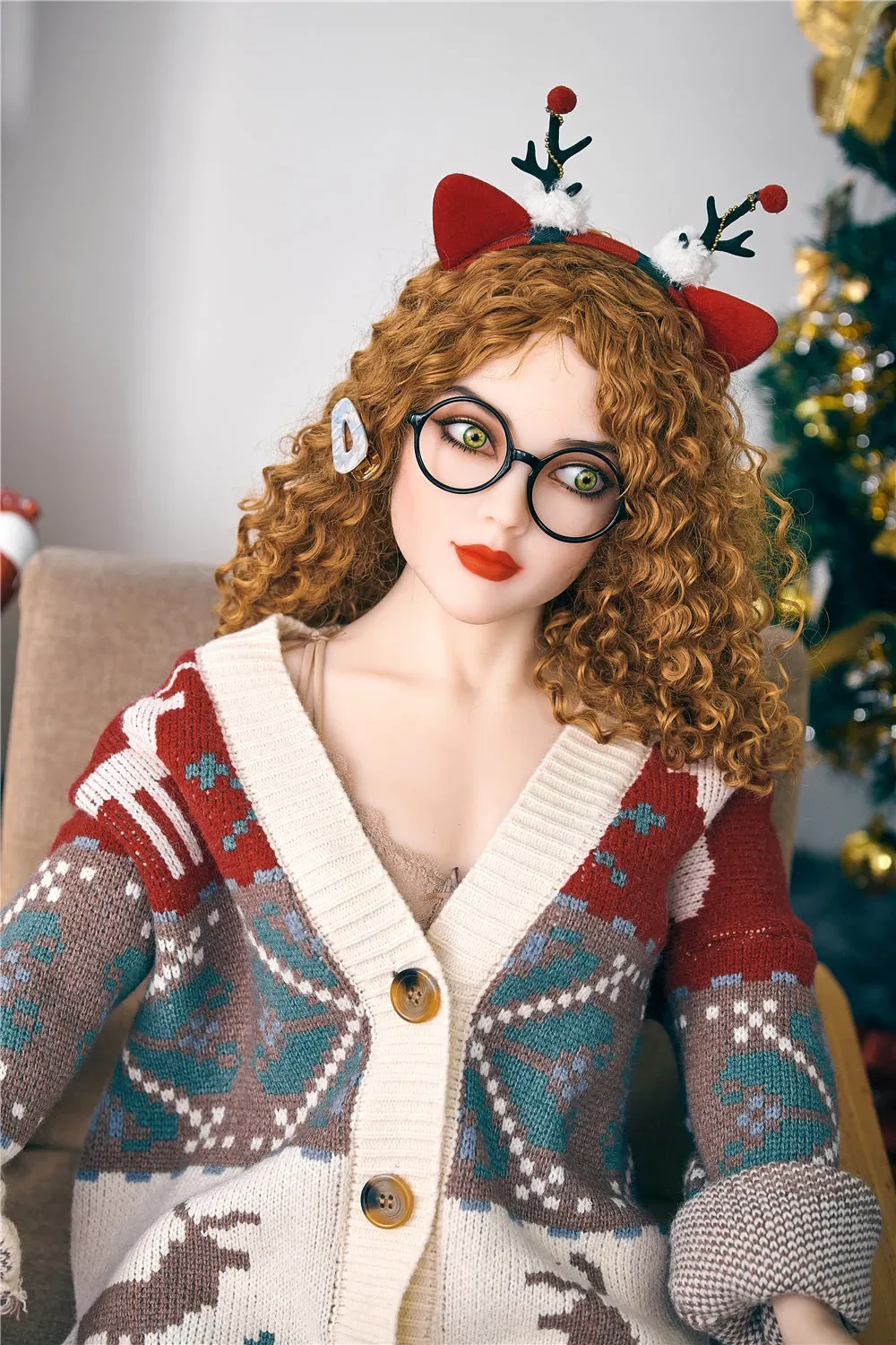 4FT9/150CM C CUP TPE BLONDE CURLY CHRISTMAS SEX DOLL - CAMILLE view 6