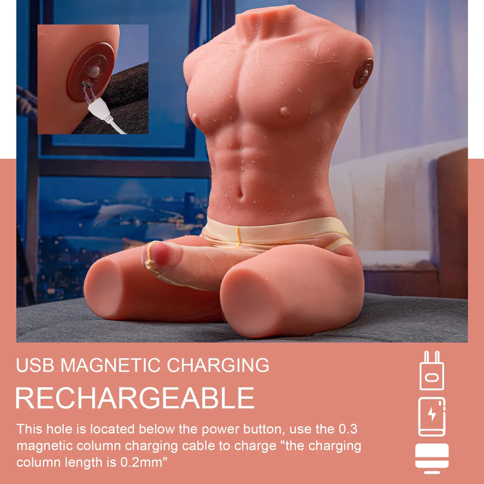 JACKSON - 10.6LB ELECTRIC PULSE TAN SKIN MALE TORSO SEX DOLL view 8