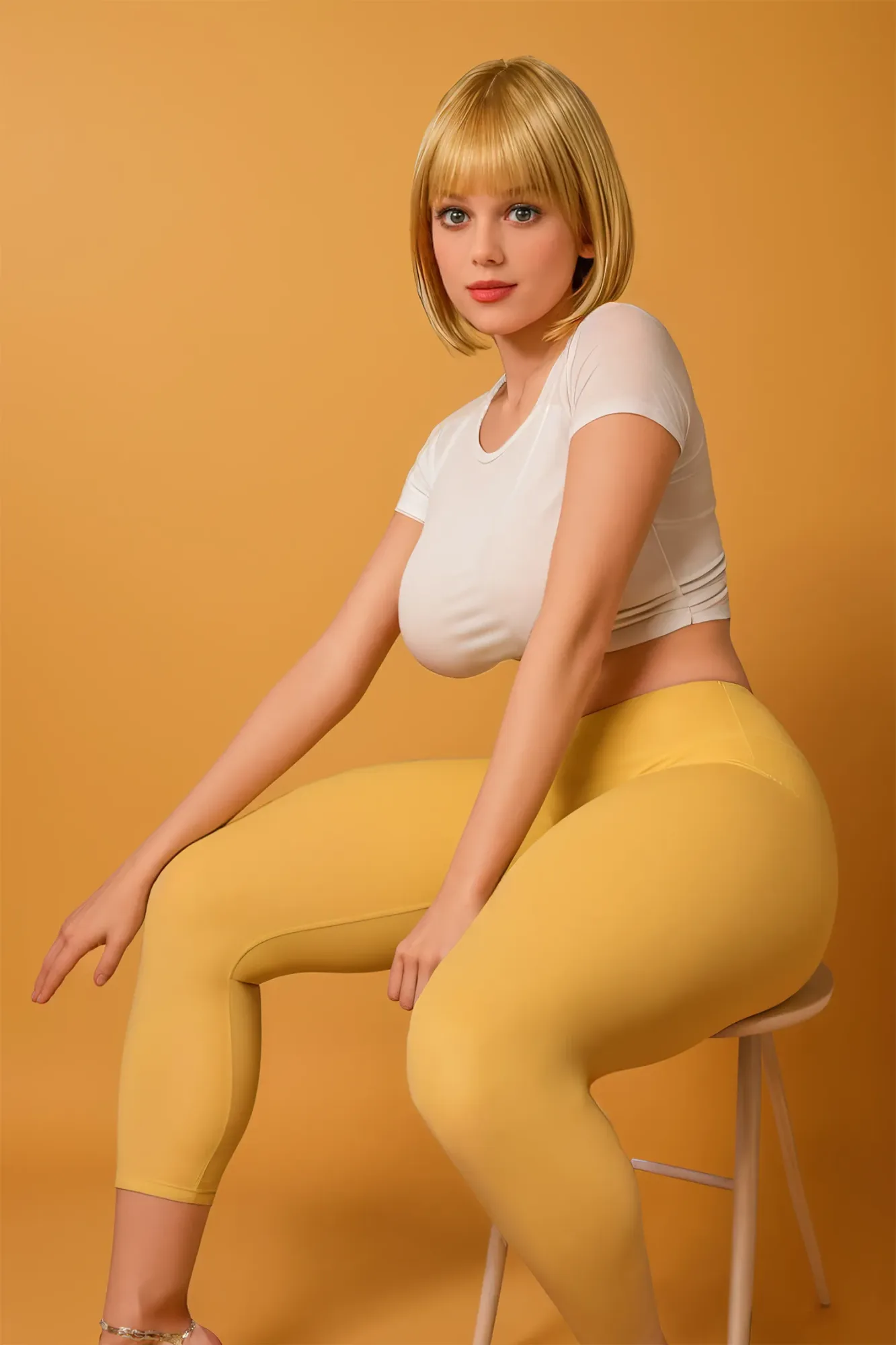 5FT3/163CM G CUP SILICONE HEAD BLONDE CHUBBY SEX DOLL S6 (LIGHTWEIGHT) - EMMA view 3