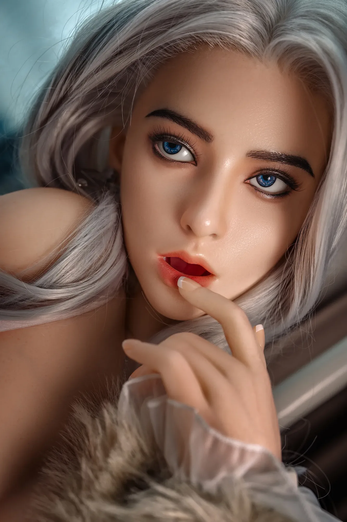 5F4/164CM F CUP SILICONE HEAD&TPE BODY WHITE HAIR SEX DOLL M12 - IRENE view 5