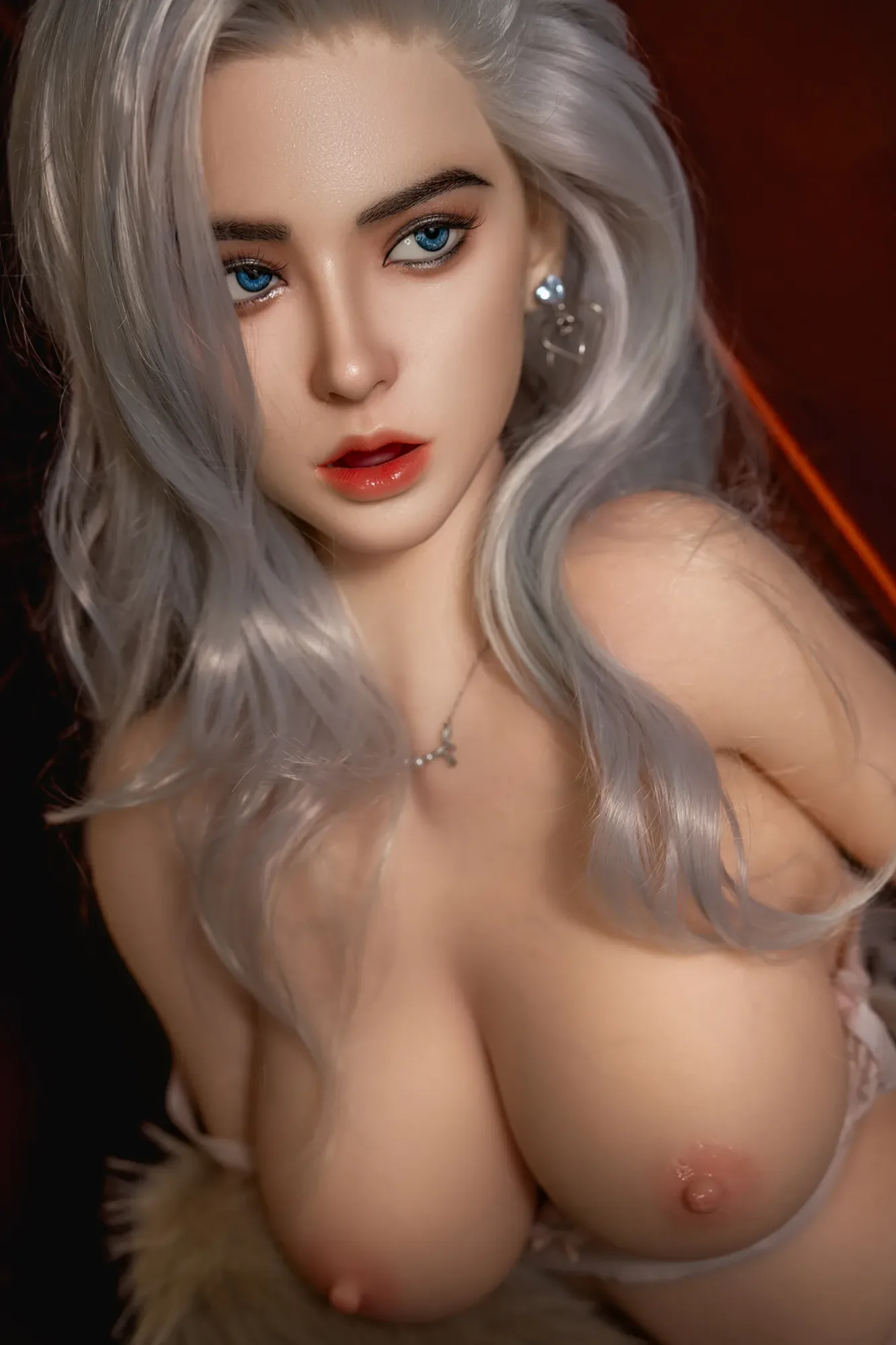 5F4/164CM F CUP SILICONE HEAD&TPE BODY WHITE HAIR SEX DOLL M12 - IRENE