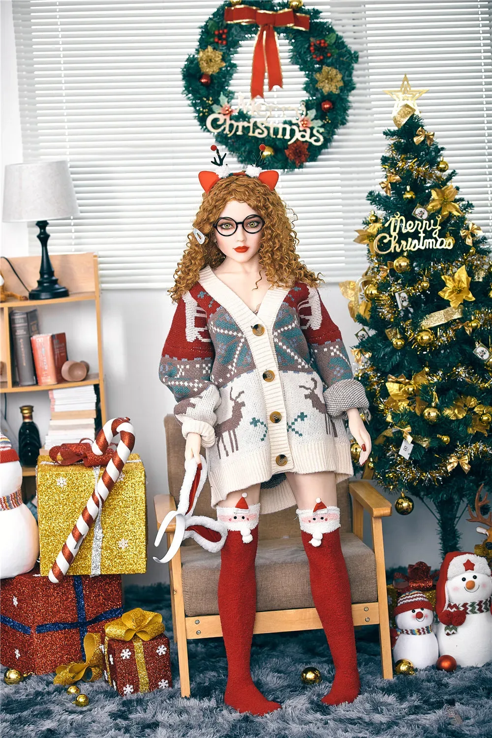 4FT9/150CM C CUP TPE BLONDE CURLY CHRISTMAS SEX DOLL - CAMILLE view 2