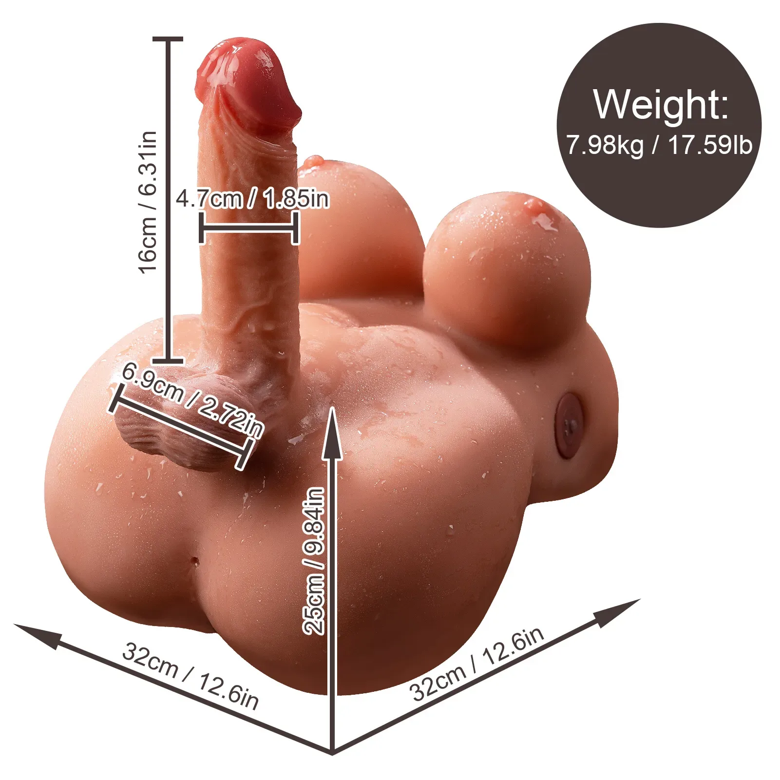 NINA AUTO - 17.6LB VIBRATING SHEMALE SEX DOLL TORSO view 7