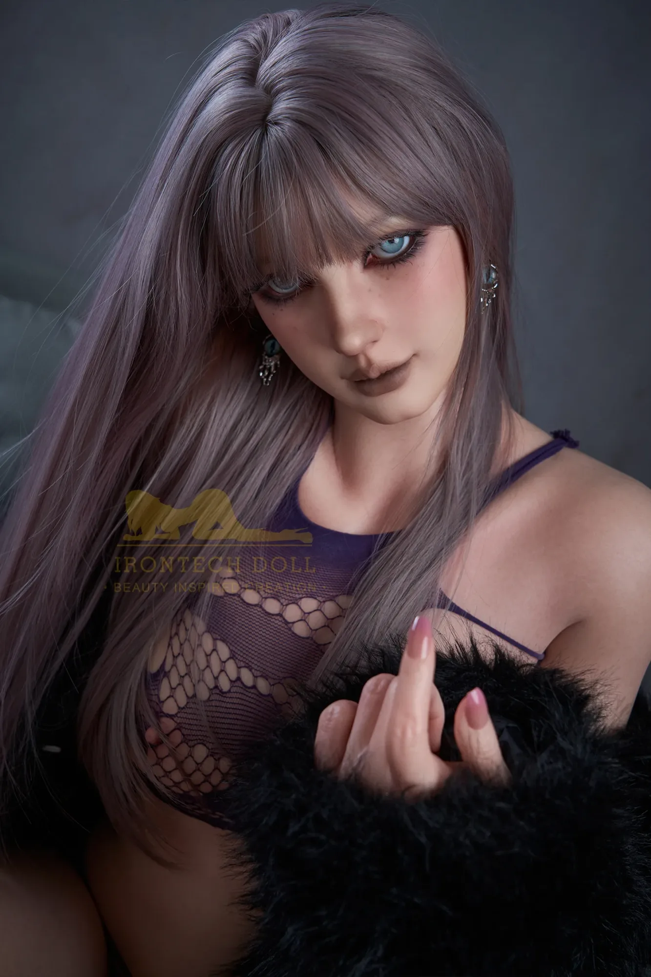 5FT5/169CM C CUP SILICONE PURPLE HAIR SEX DOLL S9 - CHERRY