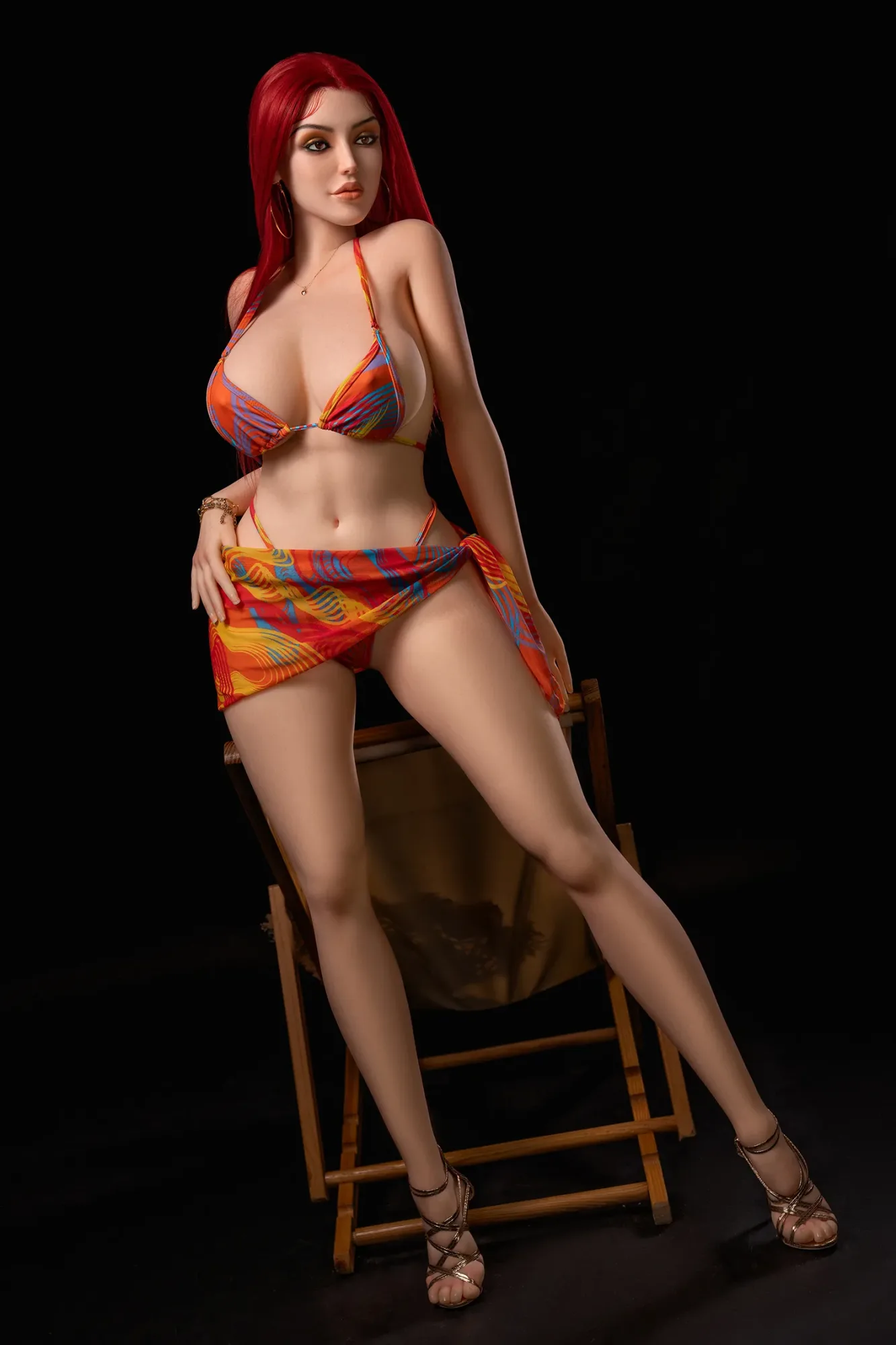5FT5/169CM D CUP SILICONE HEAD&TPE BODY RED HAIR SEX DOLL S3 - EVA view 3