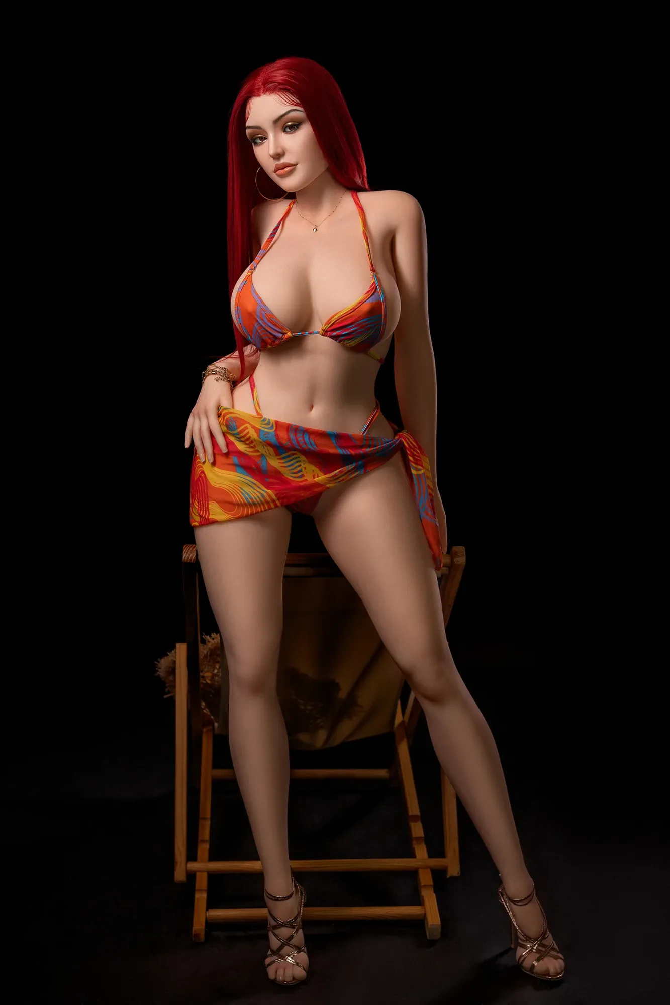5FT5/169CM D CUP SILICONE HEAD&TPE BODY RED HAIR SEX DOLL S3 - EVA view 2
