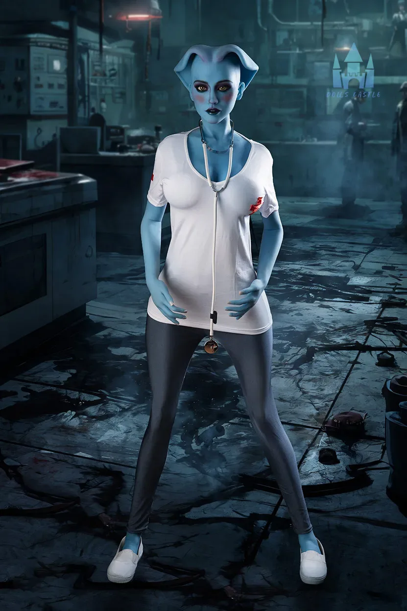 5FT6/170CM G CUP TPE BLUE SKIN ALIEN SEX DOLL - ELSA view 7