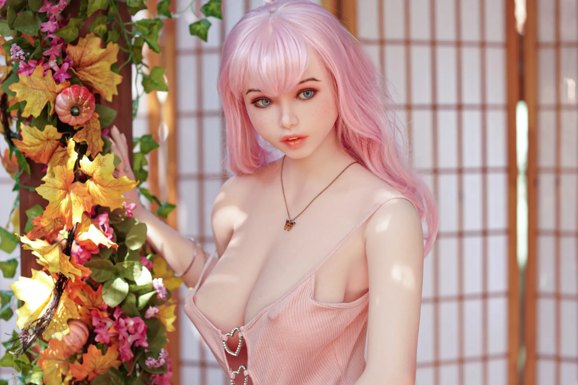 4FT9/150CM J CUP SILICONE PINK HAIR SEX DOLL - ARIEL view 6