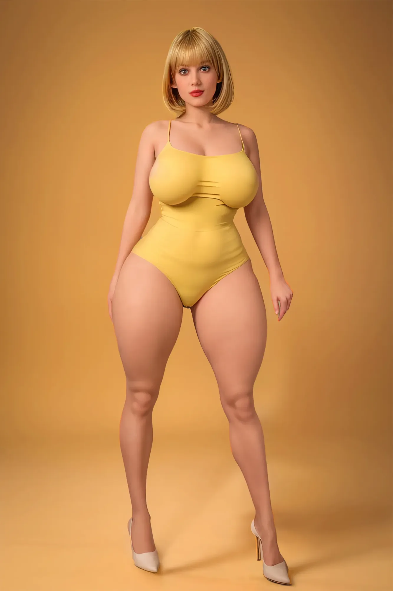 5FT3/163CM G CUP SILICONE HEAD BLONDE CHUBBY SEX DOLL S6 (LIGHTWEIGHT) - EMMA