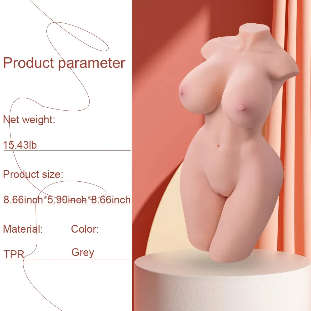 Rachel  - 15.4LB Mini Curvy Sex Doll Torso view 8