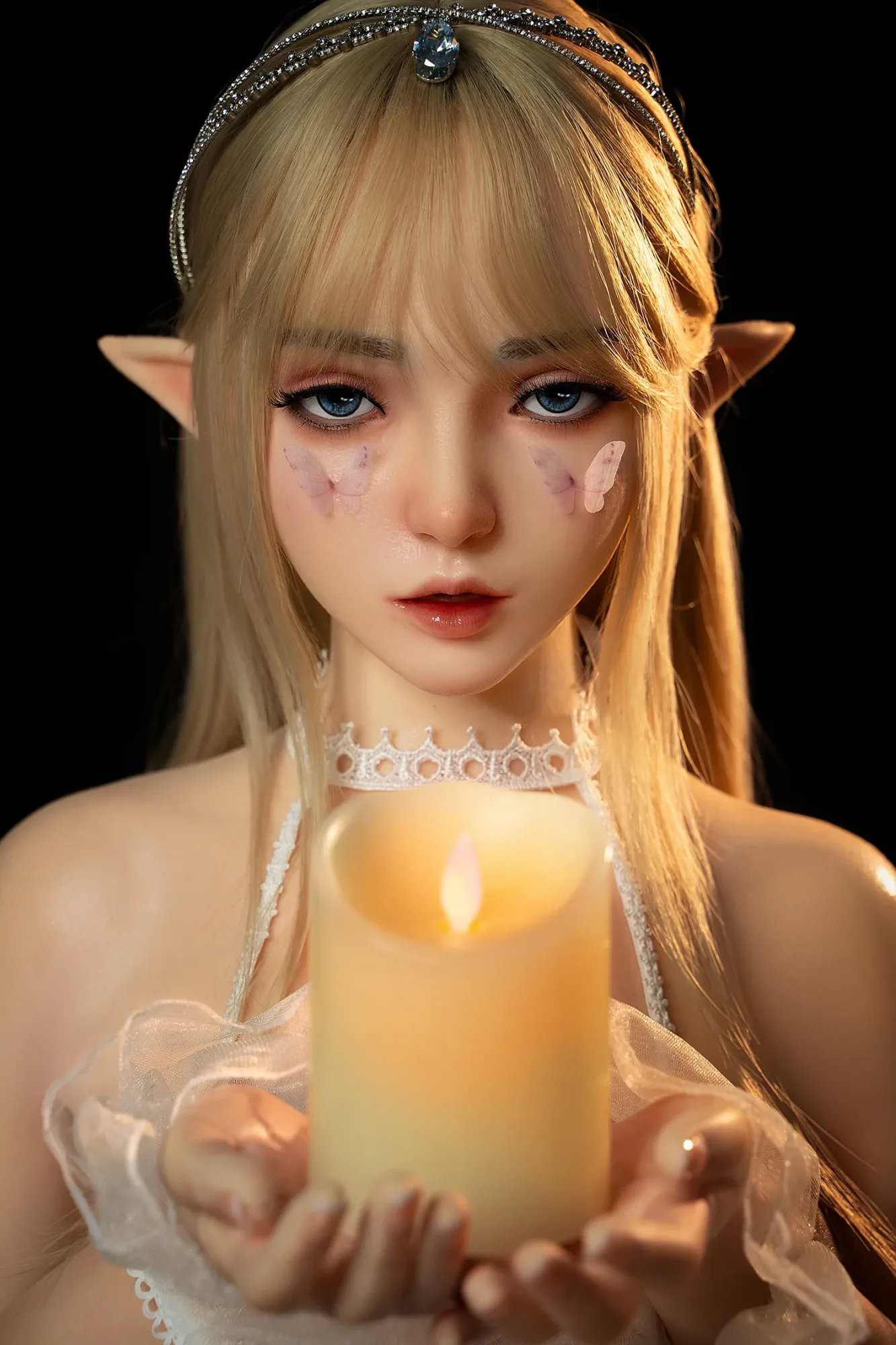 (US STOCK) 4FT9/150CM A CUP SILICONE ELF SEX DOLL WITH AUTO BLOWJOB M8 - RUTH