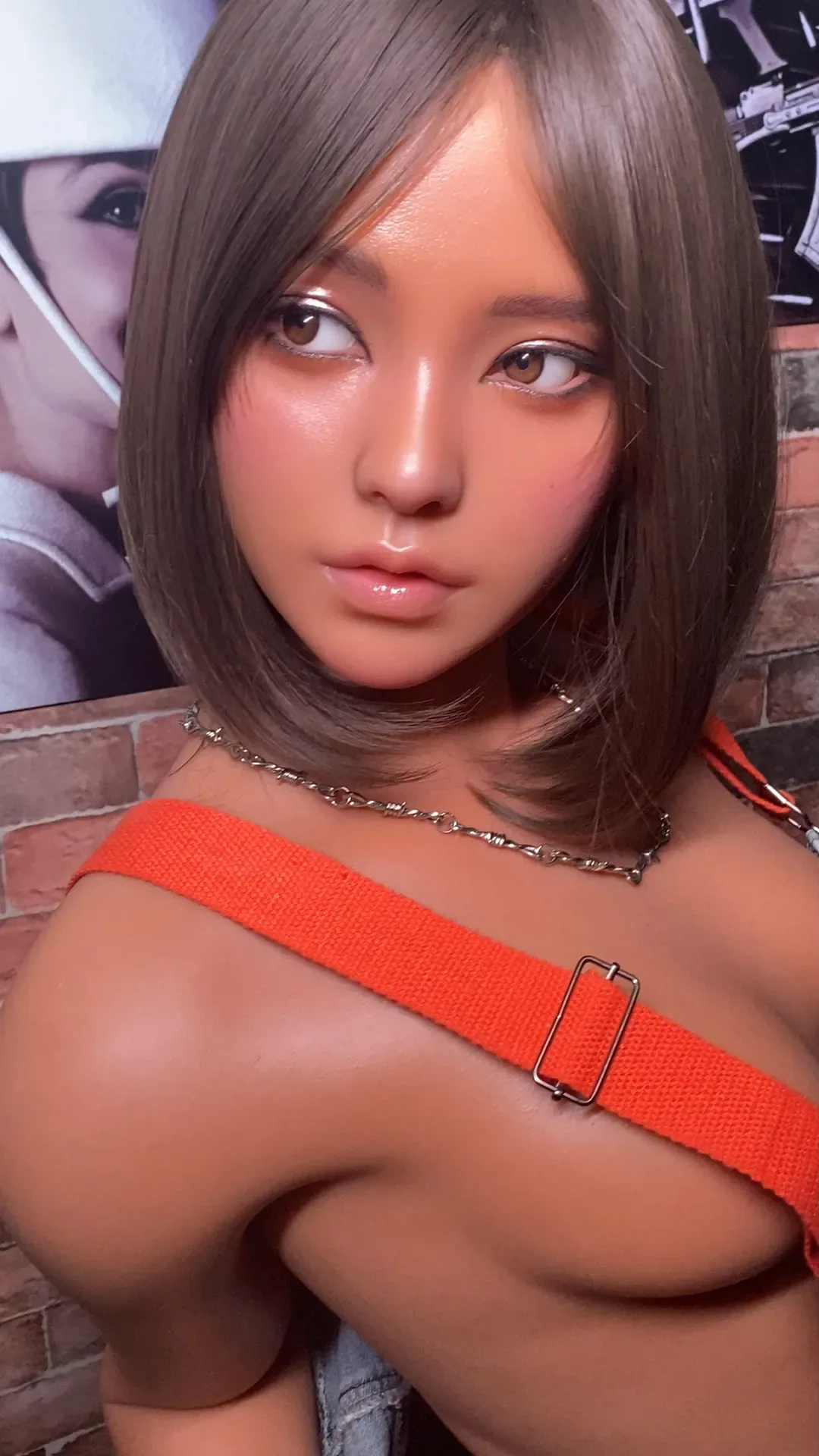 5FT3/162CM MINUS A CUP SHORT HAIR TAN SKIN SILICONE SEX DOLL S40 - EILEEN view 2